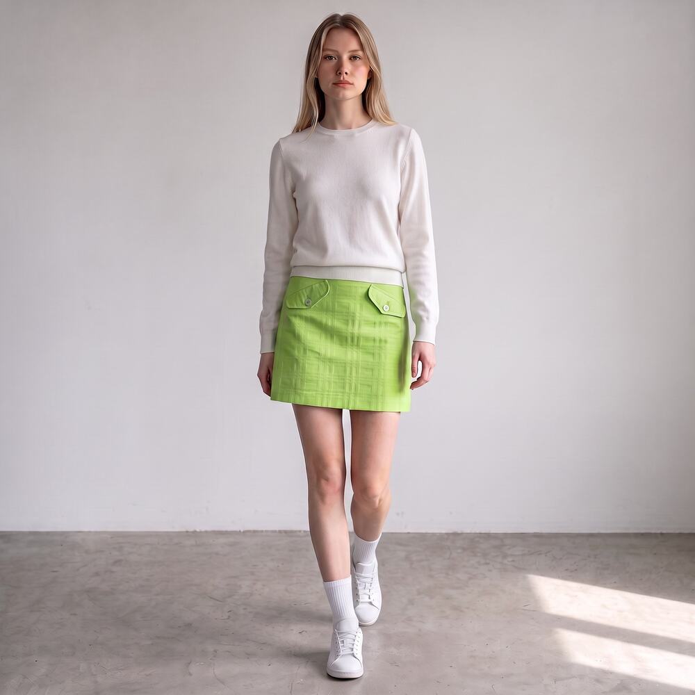 NWT Trina Turk Camden Mini A-Line Skirt Lime Green Size 2